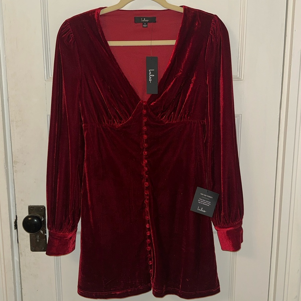 Lulus red velvet mini dress